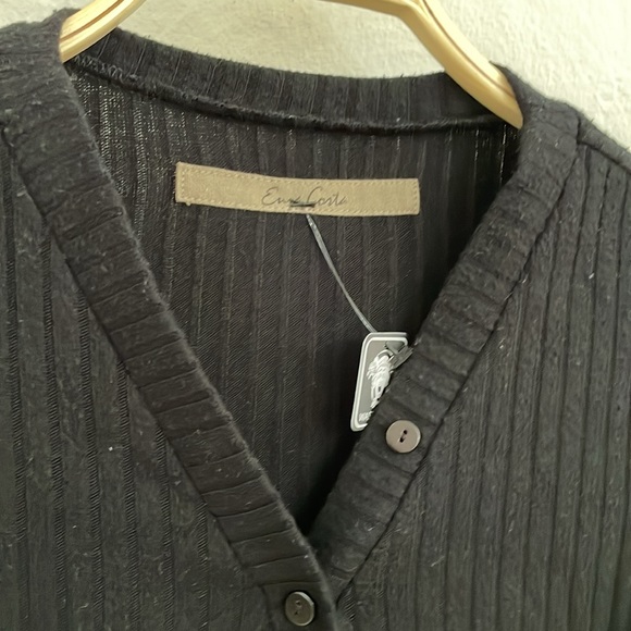 ENZA COSTA Women's Sweater Rib Cropped Cardigan in Black - Picture 4 of 6